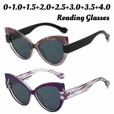 Neutralne Modne Okulary do Czytania w Nowym Stylu Cat-Eye Duże Damskie Modne Spersonalizowane Okulary Przeciwsłoneczne z Ochroną UV Do +3.5+4.0