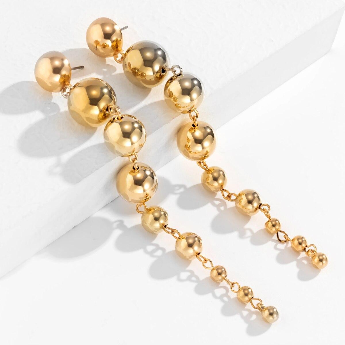 

Punk Vintage Long Hanging Big Ball Pendant Drop Earrings for Women Classic Acrylic Bead Tassel Dangle Earrings Ear Jewelry Gift