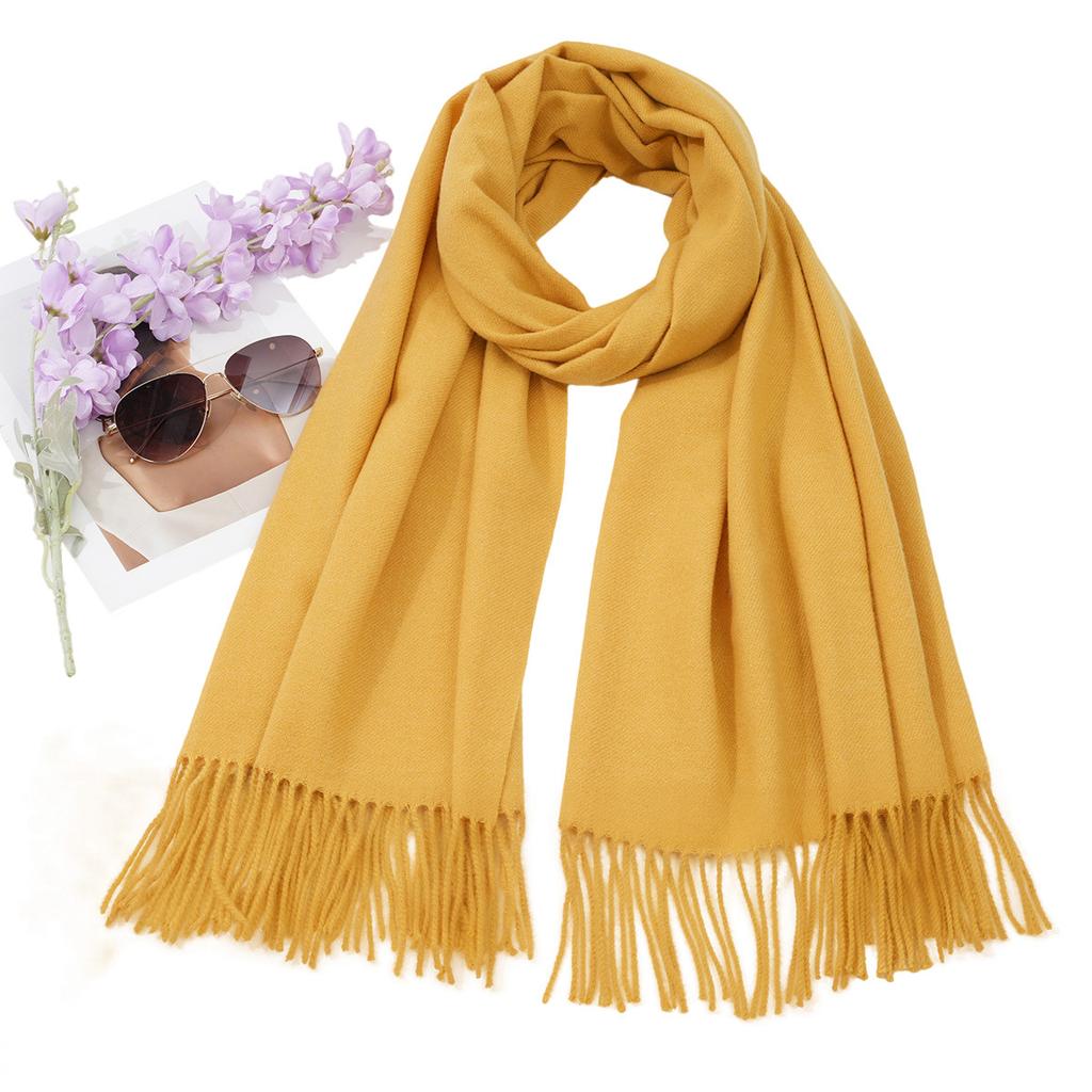 Women S Solid Color Thick Warm Faux Cashmere Scarf For Autumn Winter