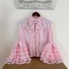 Vestito Lolita Dolce Carino Manica a Sbuffo in Pizzo Manica Lunga JSK Maglietta Interna Top