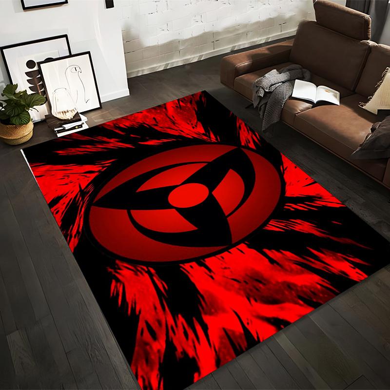 

Black and Red Swirl Pattern Area Rug Suitable for use as an anti-slip game mat for living room and bedroom sofas 40x60cm( 15x23in )