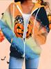 Halloween 3D Printed Hooded Cardigan Plus Size Autumn Winter Retro
