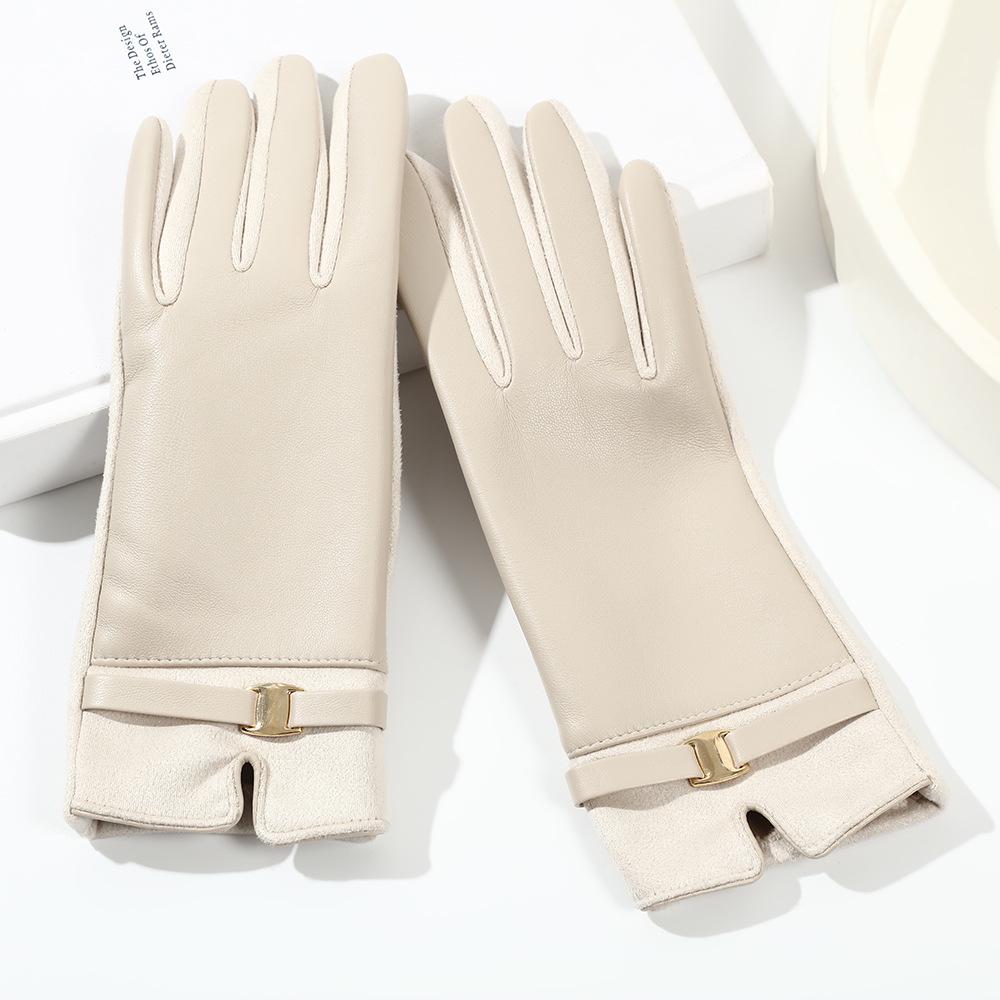 Women's Winter Suede Plush Touchscreen Gloves - Lined, Thick, Retro, Warm, Windproof, Cycling-Ready