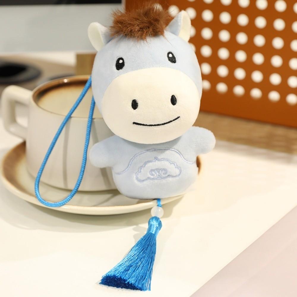 Stuffed Animal Horse Plush Doll Year of The Horse Mascot Hanging Decor Plush Pony Keychain Soft 12cm Long-haired Pony Keychain