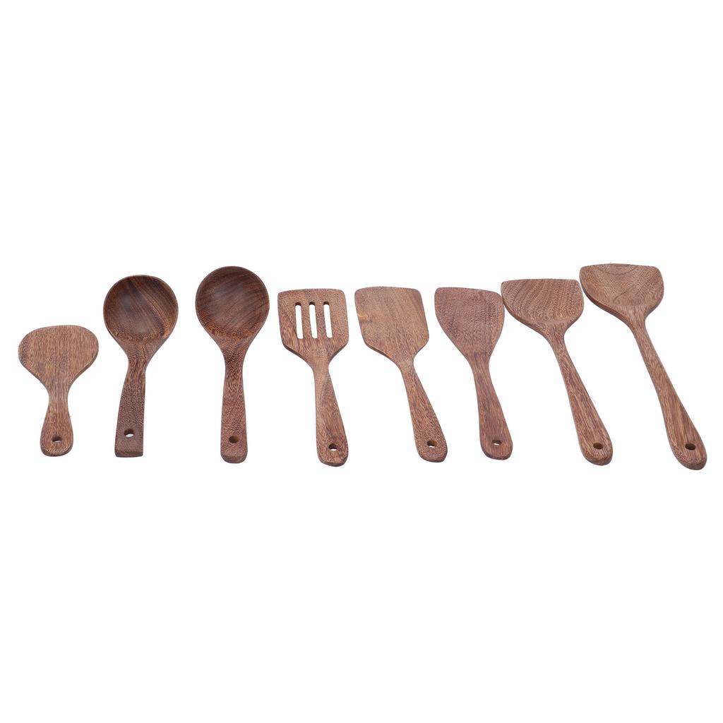 8Pcs Kitchen Tools Set Wooden Spatula Shovel Spoons Mixing Stirring Serving Utensils