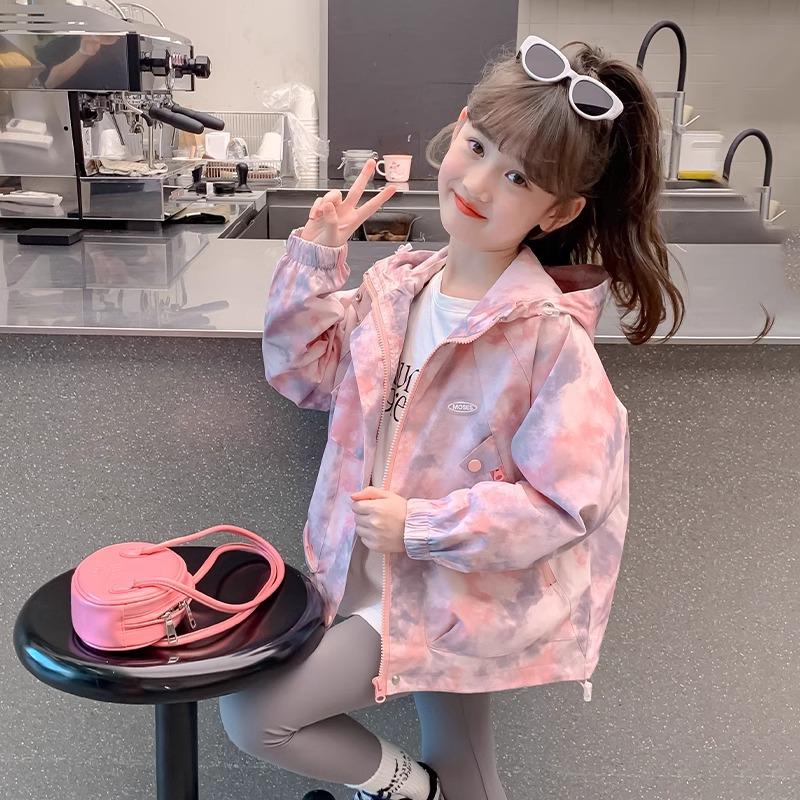 Стильный демисезонный ветрозащитный плащ с капюшоном для девочек 2025 Size 140 (approx. 130cm height)