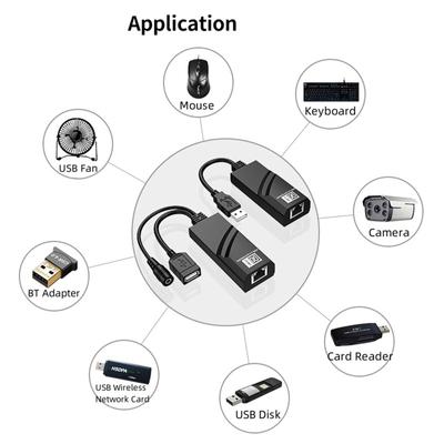 USB2.0 To RJ45 Extender Adapter 328ft Long Range USB Extension Over Cat5/Cat6 Cable for Printers Cameras