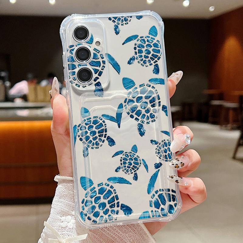 

Чехол для телефона с рисунком китов и черепах для Samsung Galaxy S25 Edge S22 S23 S24 Ultra S21 S24 FE A56 A36 A26 A35 A55 A54 A16 A15 с отделением для карт, прозрачная накладка Samsung Galaxy S25 edge прозрачный