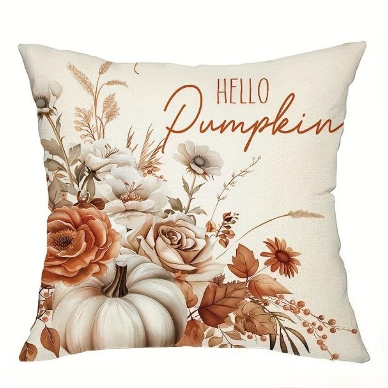 Fall Throw Pillow Covers Thankful Grateful Blessed Harvest Pumpkin Decorative Home Couch Sofa Living Room Bedroom Autumn Rustic
