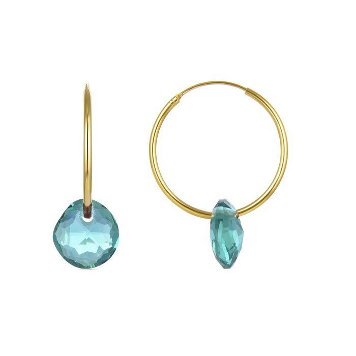 Boucles D'oreilles En Argent 925 Luxenter Avec Quartz Hydrothermal Vert Et Finition or Jaune 18 Carats - Vanshy