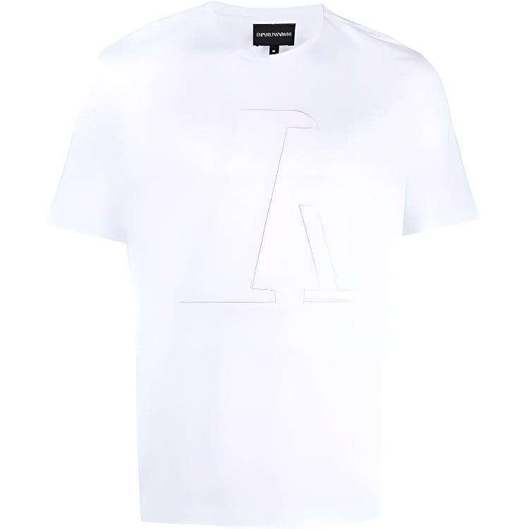 Emporio Armani FW21 Logo Embroidered Solid Color Crew Neck Short Sleeve T-Shirt Men Tops White 6K1T6R-1JQ3Z-0100 XXL