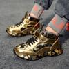 Plüschige High-Top-Wintersneaker für Jungen Luxus Goldglitzer Kinder Designer-Sneaker Bequeme Leder-Kindersportschuhe