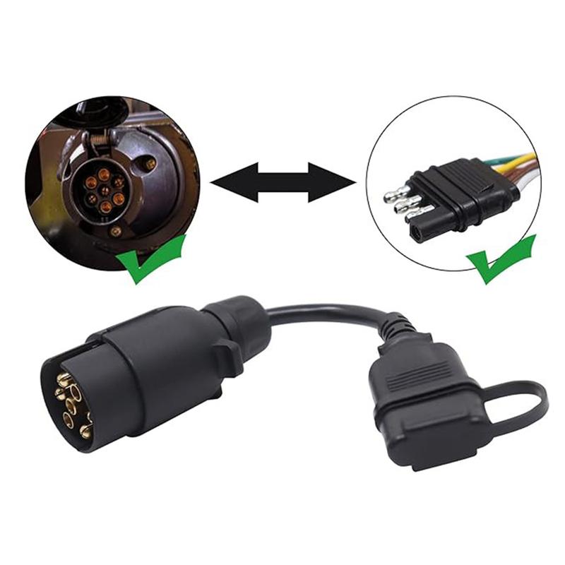 1Pc Trailer Wire Adapter Plug Adapter 7 Pin EU to 4 Pin US Trailer light Converter Connector For Trailer Towing Truck RV