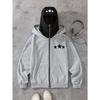 Autumn and winter hip-hop punk solid color loose casual double-hat zipper sweatshirt, streetwear portswear