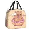 Custom Chilling Capybara Insulated Lunch Bag for Women Portable Cooler Thermal Lunch Box Kids School Children