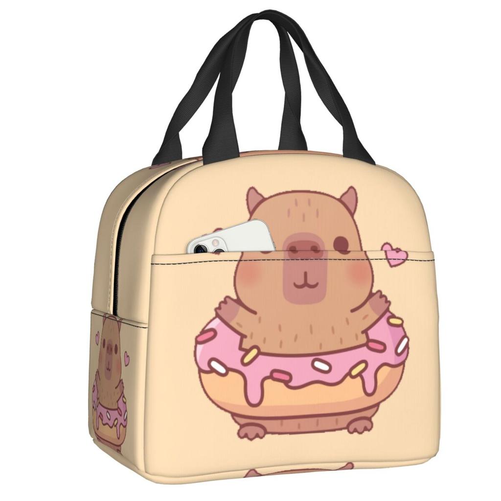 Custom Chilling Capybara Insulated Lunch Bag for Women Portable Cooler Thermal Lunch Box Kids School Children
