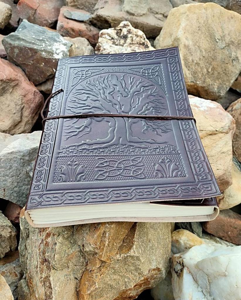 Embossed Tree of Life Leather Journal: Handmade Sketch Paper Diary