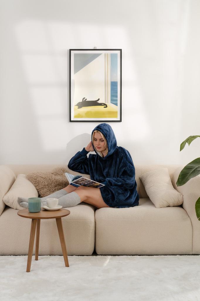 Blanket sweatshirt blanket sweatshirt thick oversize with hood 2 in 1 navy blue comfortable gift