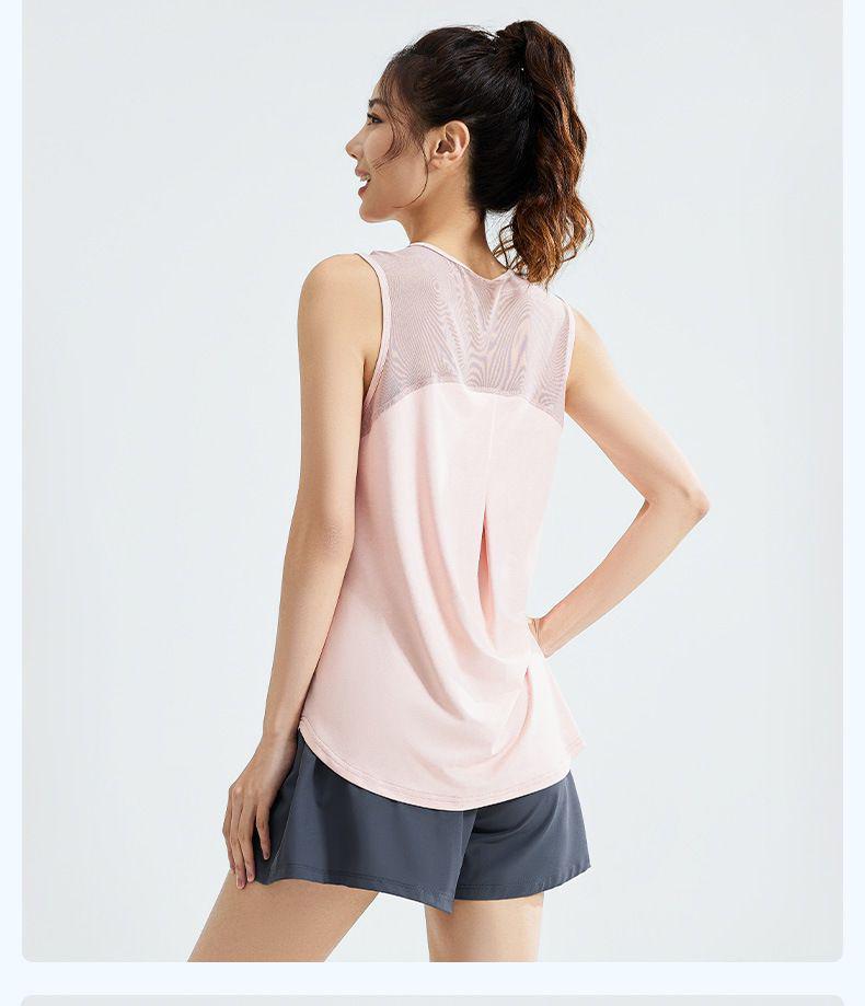 Women's Mesh Splicing Yoga Vest - Stylish Back Design for Running, Training, and Fitness