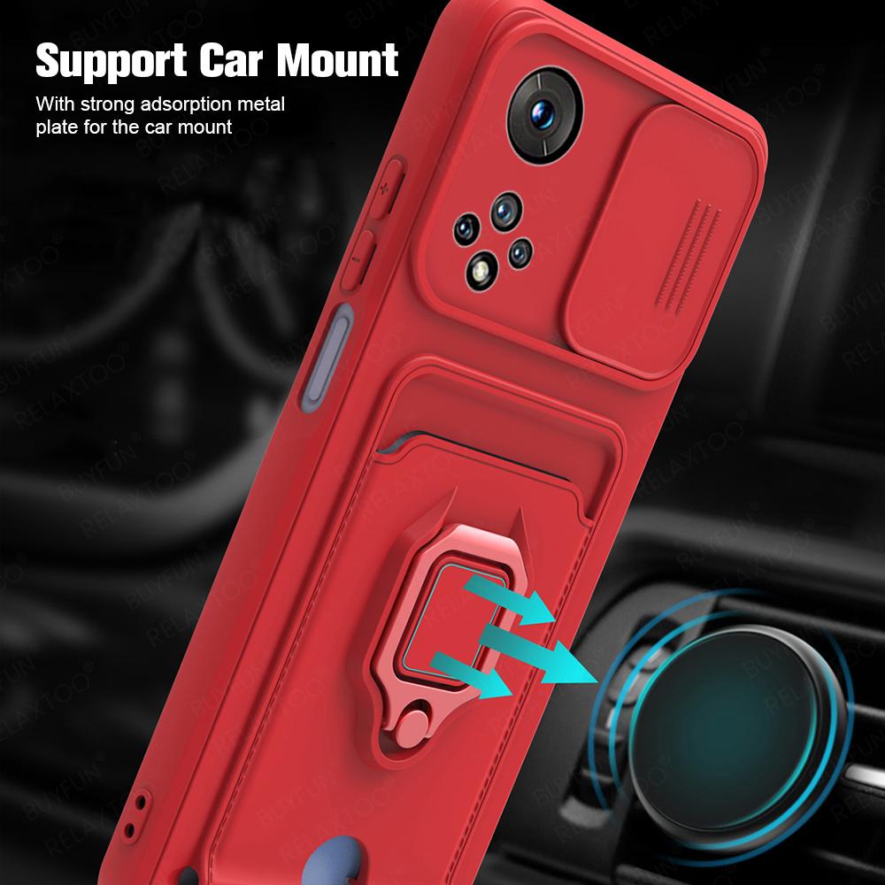 Slide Camera Lens Protection Case For Honor 50 6.57inch Card Slot Stand Holder Magnetic Cover For Huawei Honor Honer Honar 50