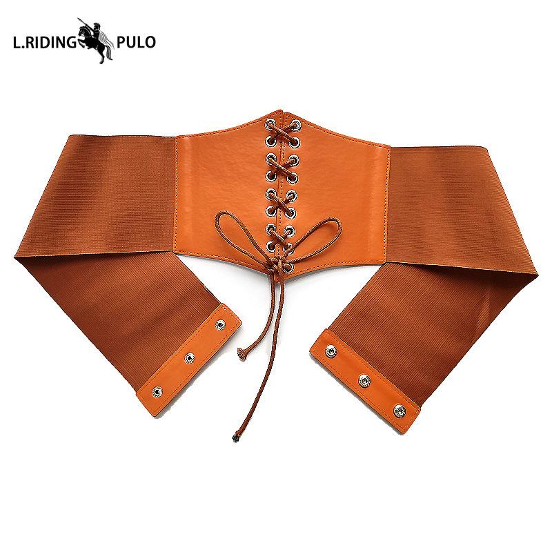 Women's Elastic Waist Belt Wide Leather Belt To Wear with Dress Women's Belt Black Waist Belt Women's Versatile Fashion Belt