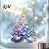 Modern Christmas Home Ornaments Stained Glass Style Tree Static Window Cling, Gradient Starry Sky Indoor Outdoor Decorations Xmas Sticker, Reusable