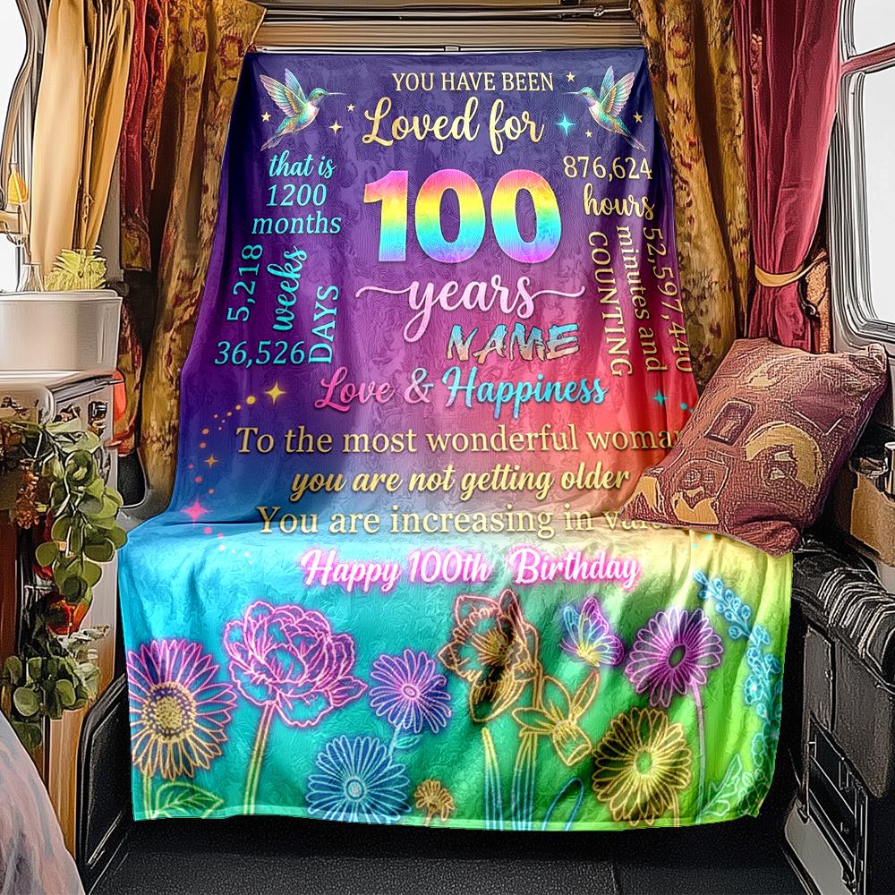 100Th Birthday Celebration Customize Your Name Blanket Soft And Comfortable It'S The Perfect Gift For Family Friends Or Loved Ones Suitable For All