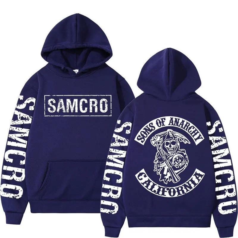 Sons of Anarchy Bedruckter Hoodie, Herren und Damen Gothic Retro Fleece Sweatshirt, Herbst und Winter Mode Lässiger Pullover
