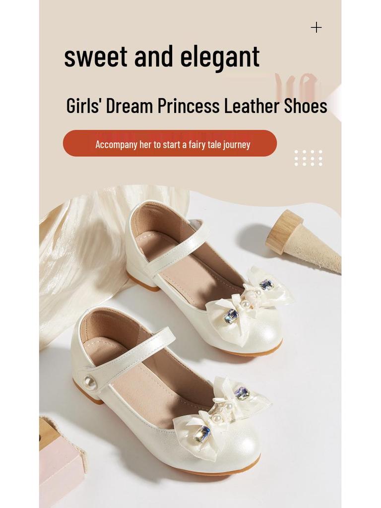 2025 Winter Mädchen Rosa Schleife Prinzessin Hohe Absätze: Modische & Vielseitige Lederschuhe