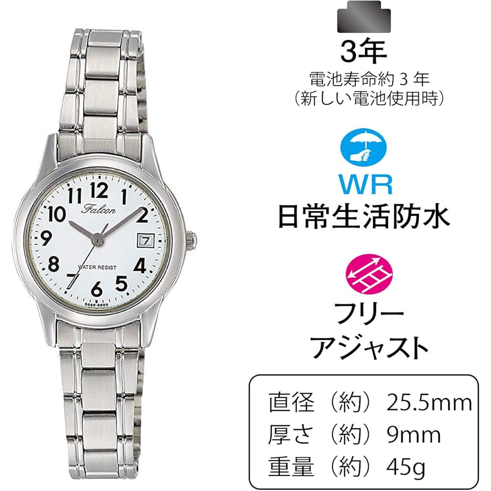Citizen Q&Q Analog Waterproof Watch Date Metal Band D011-204 Women's White