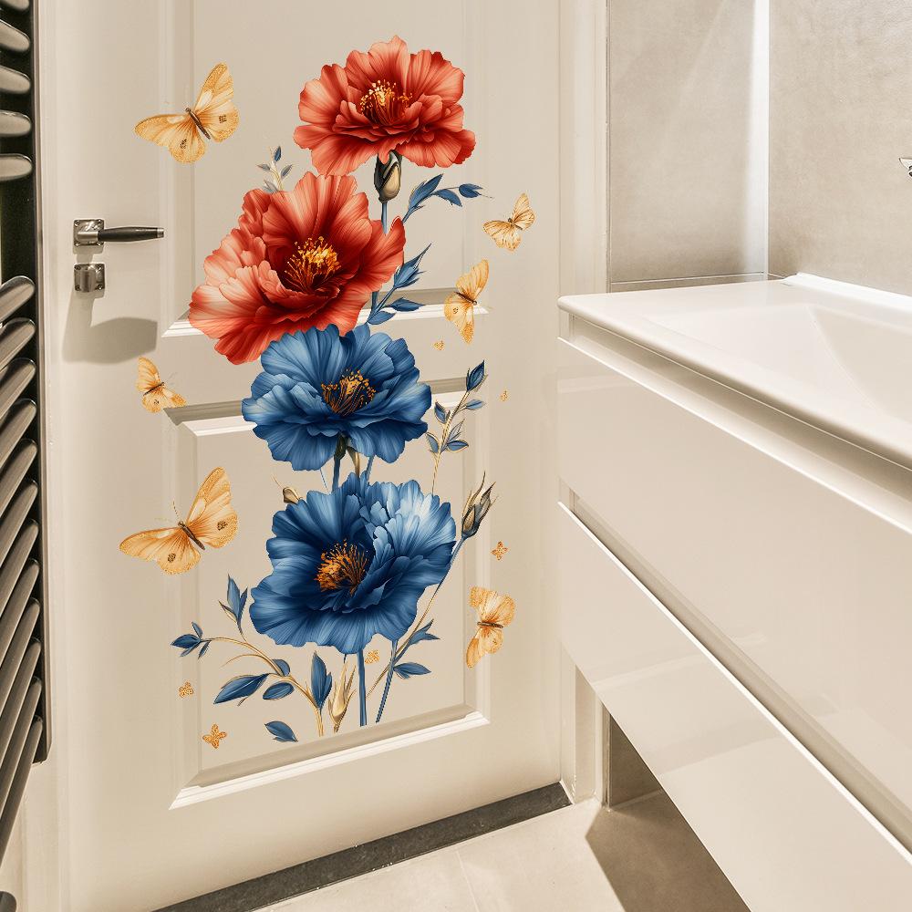 Hand-Painted Floral Wall Sticker Elegant Nature Self-Adhesive Removable Decor for Bedroom Living Room Home