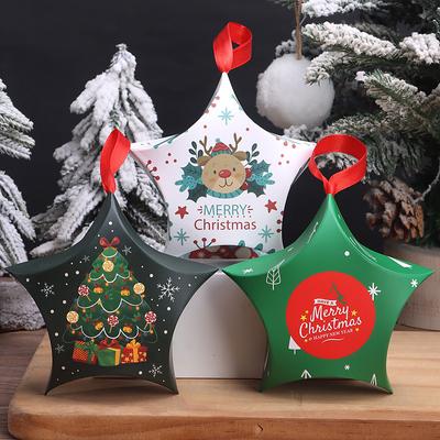 10pcs, Christmas Star Shaped Packaging Box, Candy and Chocolate Packaging Box, Gift Decoration Packaging Box, Biscuit Box, Christmas Party Supplies
