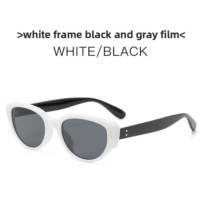 

Black Frame Cat Eye Sunglasses With Uv400 Protection For Fashion Women And Travel WhiteFrameBlackLegsGray