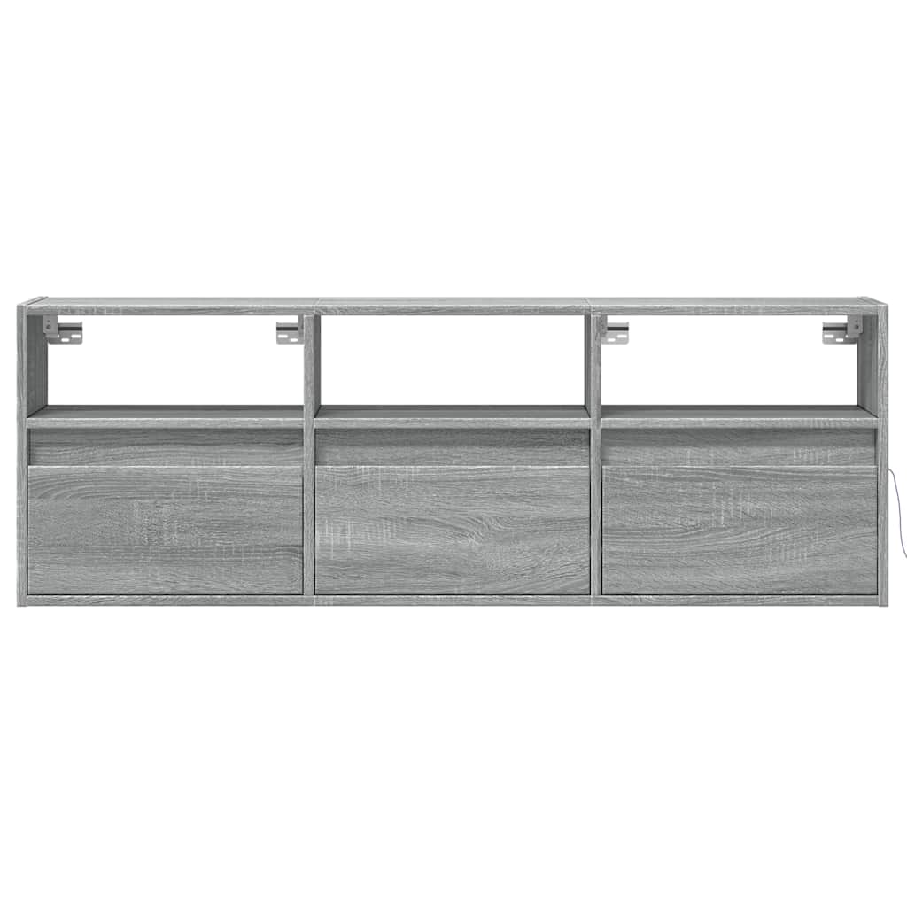 TV Wall Cabinet with LED Lighting Gray Sonoma 130 x 31 x 45 cm