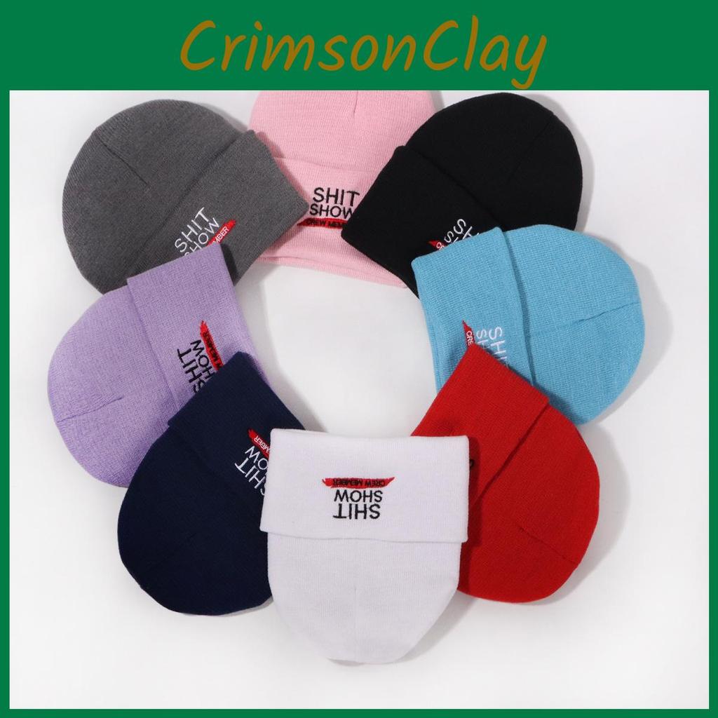 Hat With Knit Shit Show Letters Embroidered For Autumn Winter Warmth Fashion