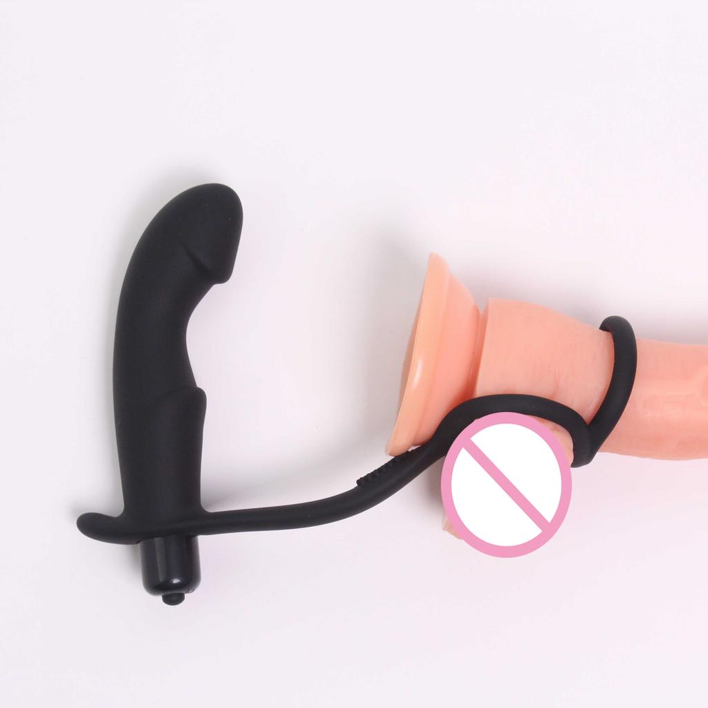 Prostate Massager Anal Vibrator Male with Cock Double Ring Butt Plugs for Men Delay Ejaculation 10 Vibrating Modes Sex Toys