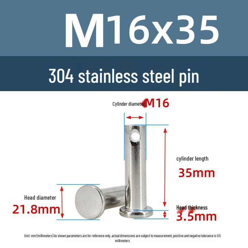 304 Stainless Steel Cylindrical Flat Head Positioning Pin with Hole (M3-M10)