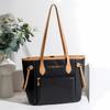 Color Contrast PU Leather Tote Bag, Adjustable Side Strap Large Capacity Shoulder Handbag For Women Office Commute Daily Shopping