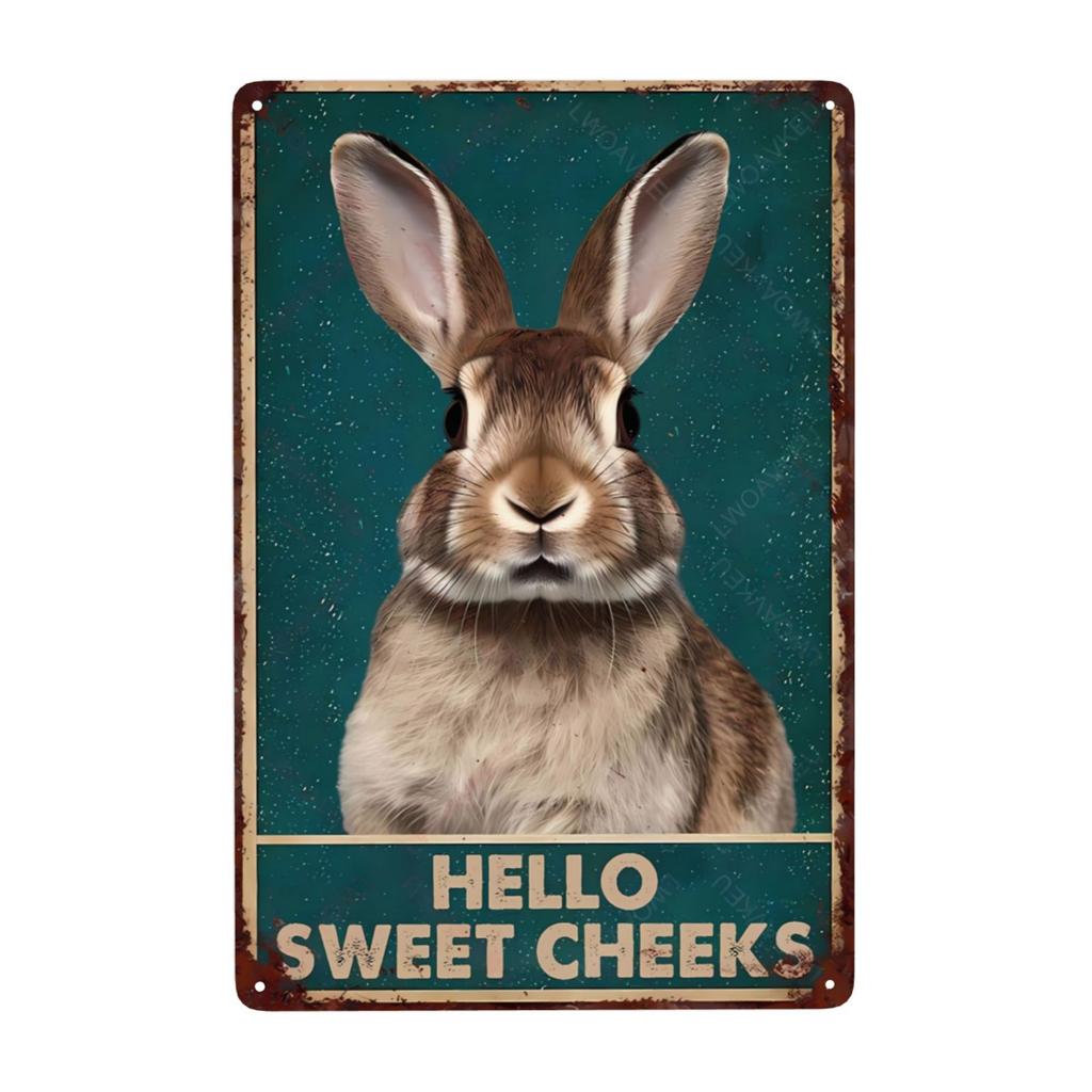 1pc Rabbit Metal Sign No Matter What The Rabbits Say Retro Signs Rustic Metal Funny Wall Decor for Home Club Pub 12x8 Inch