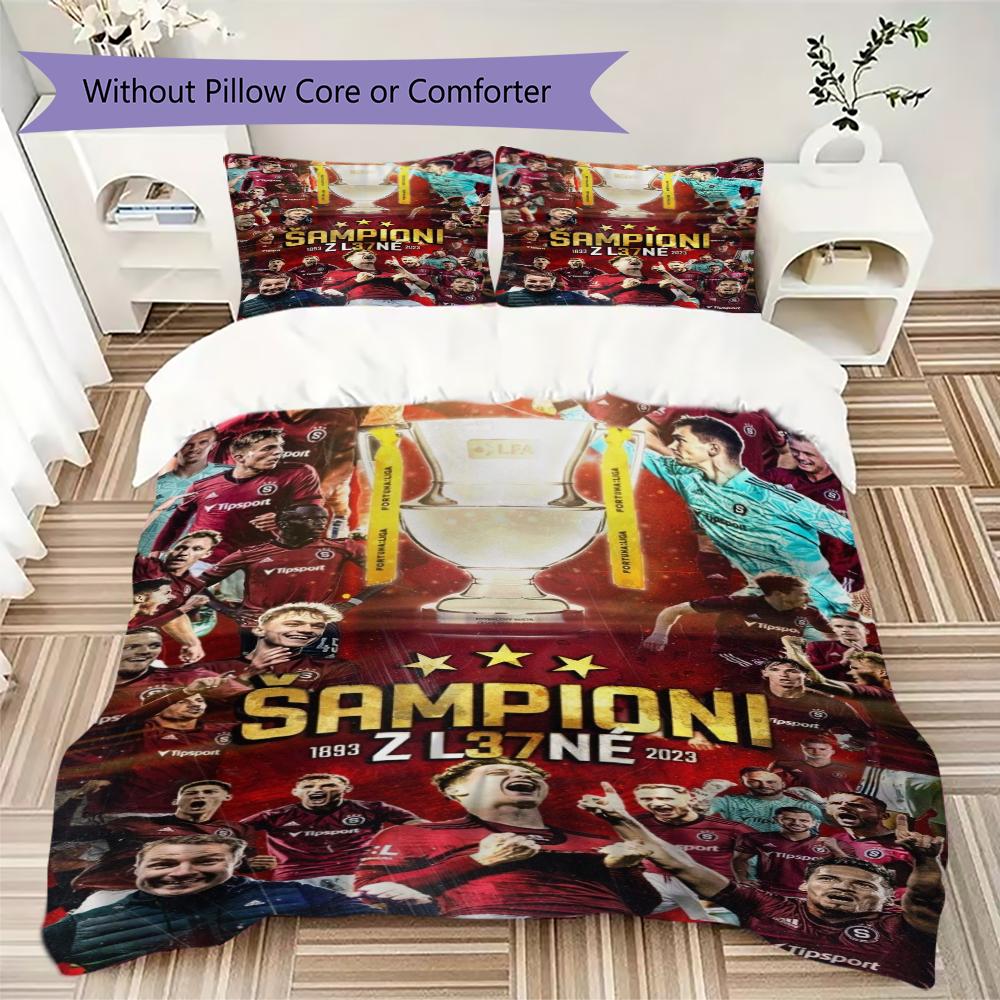 AC Sparta Praha Muster Bettwäsche Steppset Bettbezug Kissenbezug Heimdekoration Geburtstagsgeschenk (1 Bettbezug + 2 Kissenbezüge (ohne Füllung))