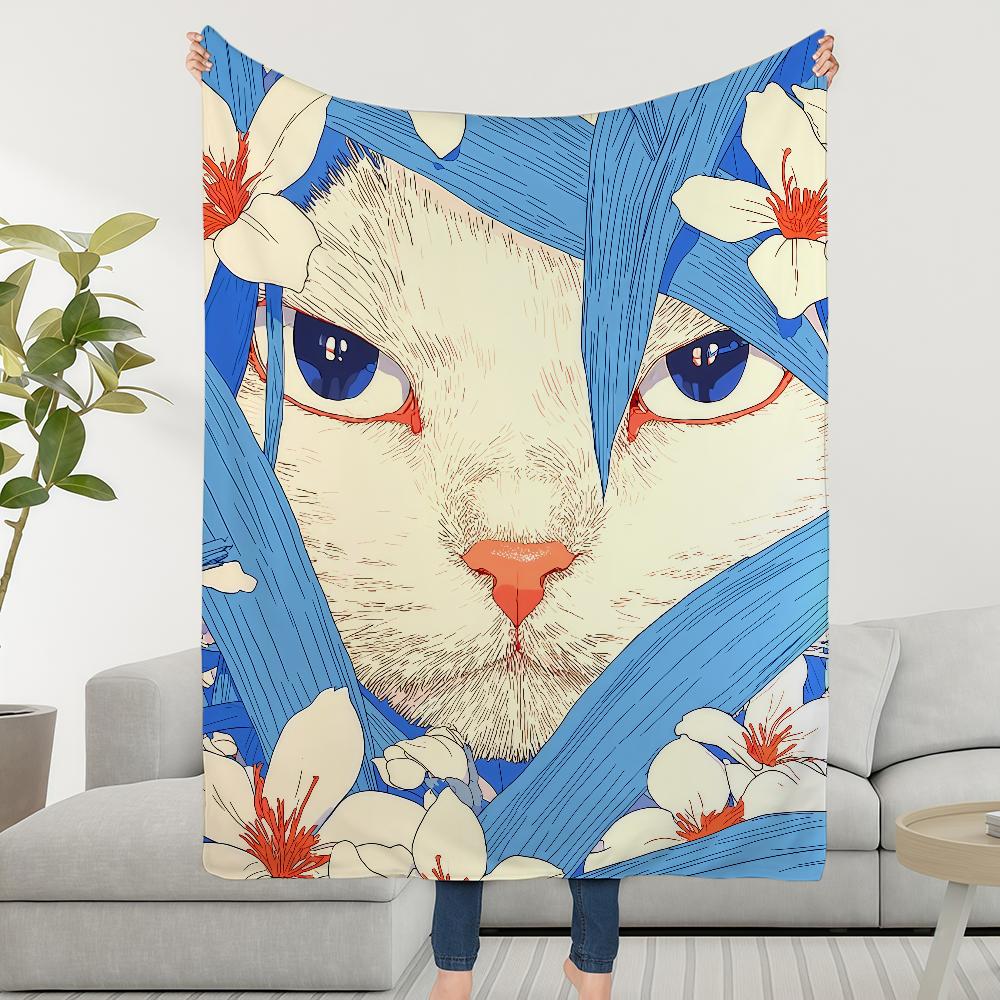 Blanket Throw Super Cosy Cool Plush Living Room Sofa Cat Art Couch Childish Birthday Gifts