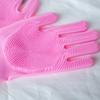 Silicone Dishwashing Gloves with Thickened Palm and Massage Brush for Durable Hand Protection.