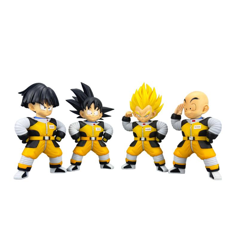 4pcs Anime Dragon Ball Space Suit Goku Gohan Krillin Gotenks Q Version Action Figures PVC Statue Desktop Decoration Model Gifts