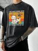 I Want To Have Coffee With My Cat Prints Men Washed Tee Shirt Casual Soft TShirts Breathable Loose Clothes Cotton Summer Top