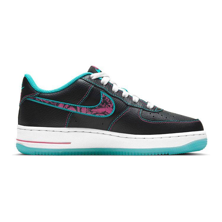 Nike Air Force 1 LV8 1 GS Miami Nights Kids Sneakers Black Light-Blue-Fury White DD9207-001