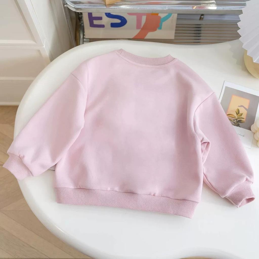 Girls Long Sleeved Sportswear 3-10 Years Old Children Cartoon 3D Plush Rabbit Autumn Little Girl Cute Round Neck Top