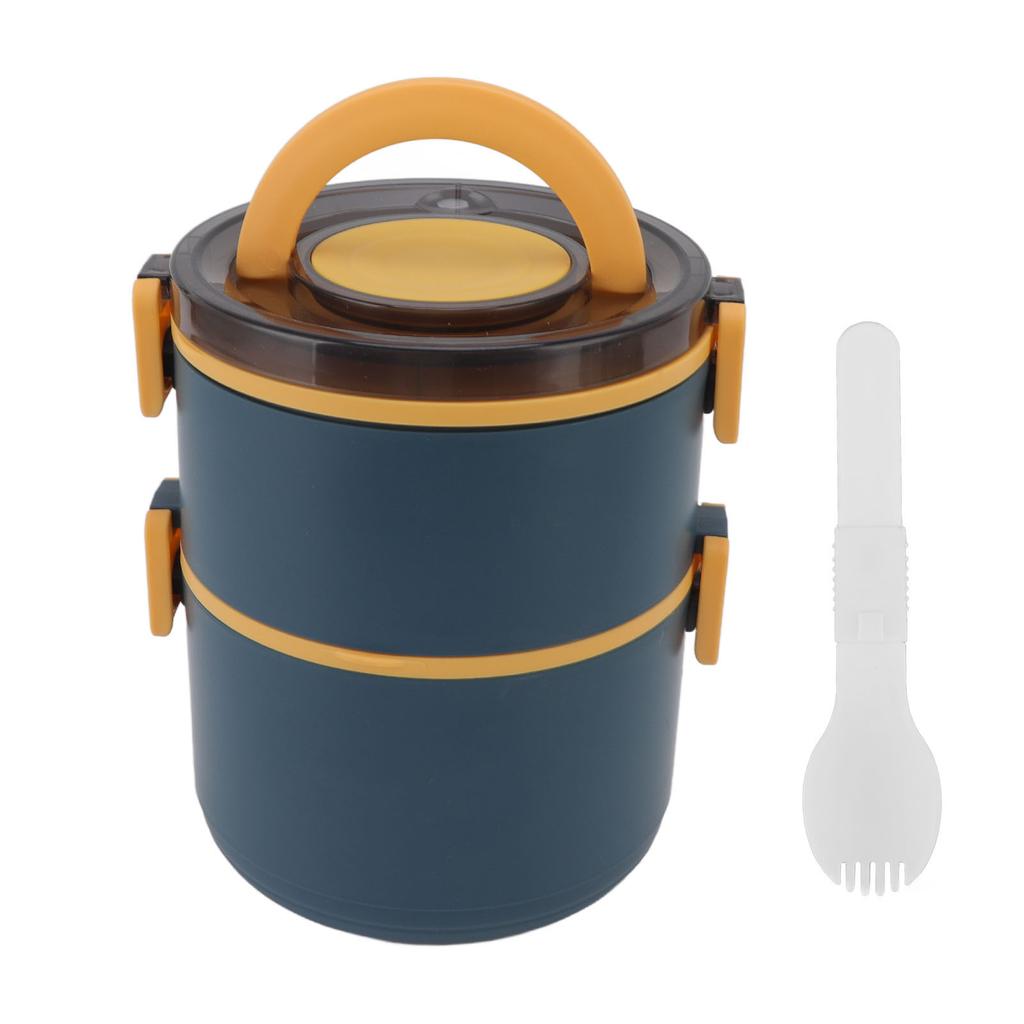 Stackable Lunch Box 1600ml Dual Layers Stainless Steel BPA Free Heat Preservation Durable Bento Box for Office Travel