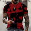European and American New Men's Foreign Trade T-shirt Personalized Fun Playing Card Series 3D Printing Round Neck Short Sleeve Street Trend
