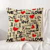 Hot Loving Heart Cushion Cover Natural Linen Organic Fabric DoubleSided Printing Sofa Home Decor Breathable Bed Pillow