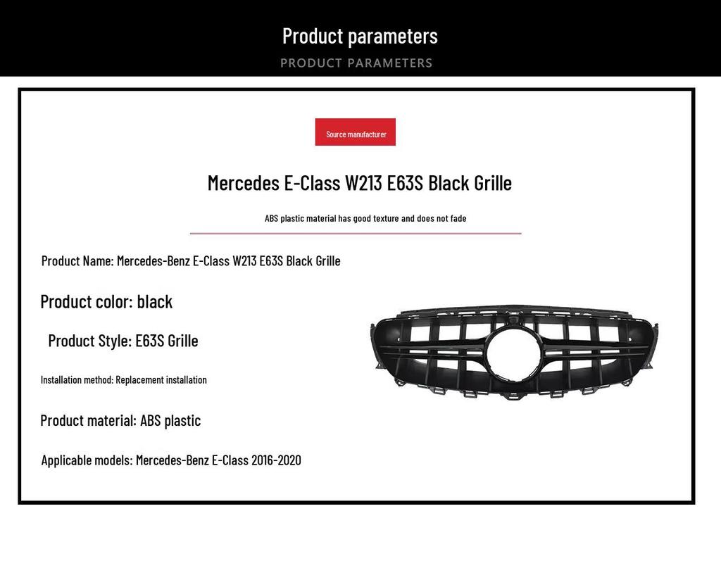 Original Black Grille Replacement for 2016-2020 Mercedes-Benz E-Class W213 E63S
